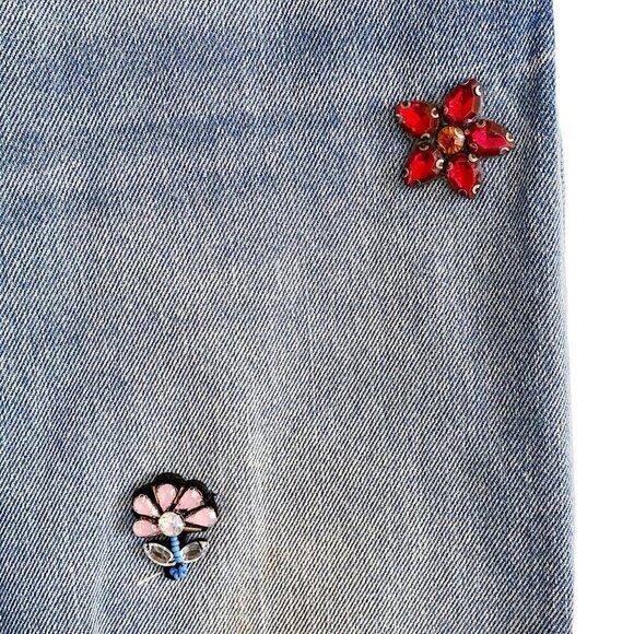 Zara high waist jeans with floral gems, size 6, cropped length‎ - Picture 8 of 13